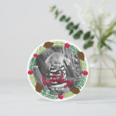 クリスマスリースモダンホリデーフォトカード シーズンカード (スタンド正面)