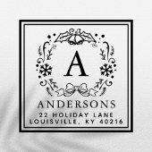 クリスマスリースモノグラムウィンターホリデーアドレス セルフインキングスタンプ