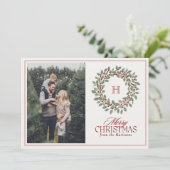 クリスマスリースモノグラムフォトメリークリスマス シーズンカード (スタンド正面)