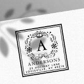 クリスマスリースモノグラム冬のホリデー住所 セルフインキングスタンプ