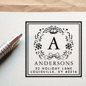 クリスマスリースモノグラム冬のホリデー住所 セルフインキングスタンプ