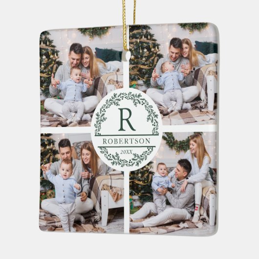 クリスマスリースモノグラム5写真 セラミックオーナメント (左)