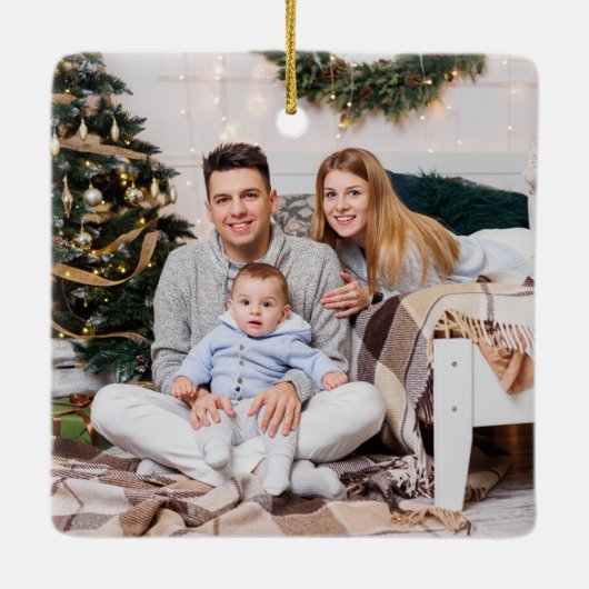 クリスマスリースモノグラム5写真 セラミックオーナメント (裏面)