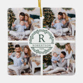 クリスマスリースモノグラム5写真 セラミックオーナメント (正面)