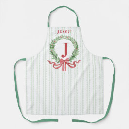 クリスマスリースモノグラム エプロン