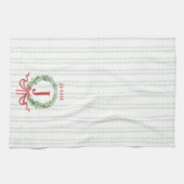 クリスマスリースモノグラム キッチンタオル (横)