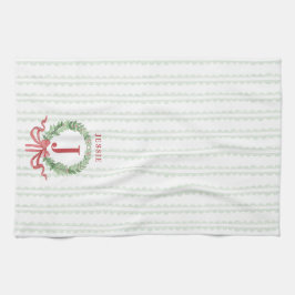 クリスマスリースモノグラム キッチンタオル