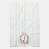 クリスマスリースモノグラム キッチンタオル (縦)