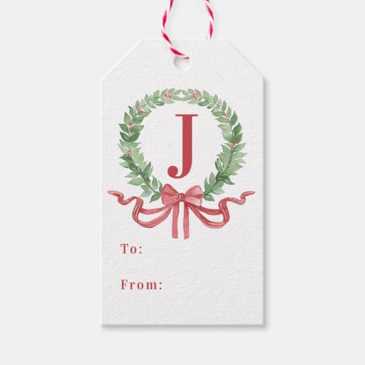 クリスマスリースモノグラム ギフトタグ (正面)