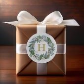 クリスマスリースモノグラム ラウンドシール