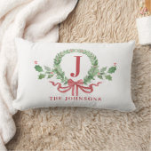 クリスマスリースモノグラム ランバークッション (ブランケット)