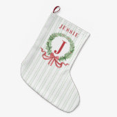 クリスマスリースモノグラム ラージクリスマスストッキング (正面 (吊り時))