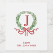 クリスマスリースモノグラム ワインラベル (シングルラベル)