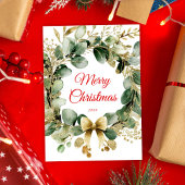 クリスマスリースユーカリプスグリーンエレガントリー シーズンカード