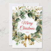 クリスマスリースユーカリプスグリーンエレガントリー シーズンカード (正面)
