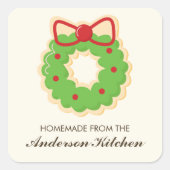 クリスマスリースレインボースプレッルクッキー スクエアシール (正面)