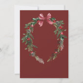 クリスマスリースレッドグリーンウィンターフェスティバル結婚ズ 招待状 (裏面)