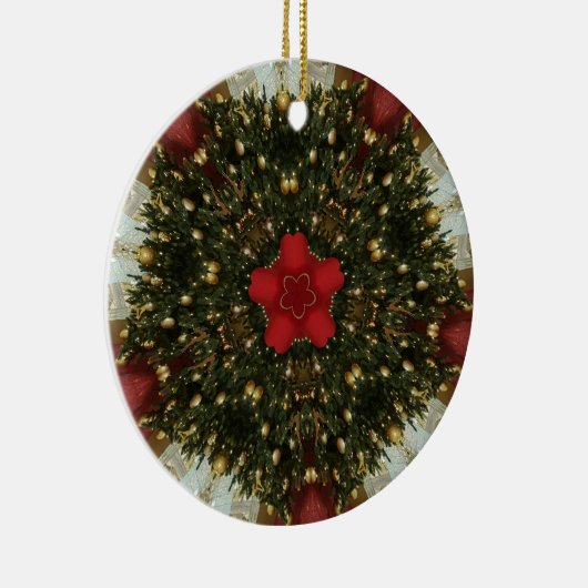 クリスマスリースレッドグリーン金ゴールドとレッドスター セラミックオーナメント (右)