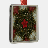 クリスマスリースレッドグリーン金ゴールドとレッドスター メタルオーナメント (右)