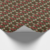 クリスマスリースレッドグリーン金ゴールドとレッドスター ラッピングペーパー (角)