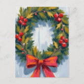 クリスマスリースレッドボウ シーズンポストカード (正面)
