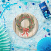 クリスマスリースレッドボウ | パインかわいらしウォーター色 ペーパープレート (パーティー)