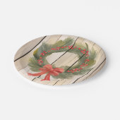 クリスマスリースレッドボウ | パインかわいらしウォーター色 ペーパープレート (アングル)