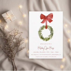 クリスマスリースレッドボウ  ホリデーオープンハウス 招待状