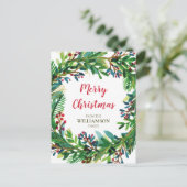 クリスマスリースワテカラーホリデーファミリー名 シーズンポストカード (スタンド正面)