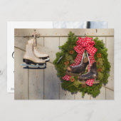 クリスマスリース付きアイススケート シーズンカード (正面/裏面)