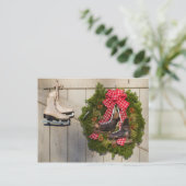 クリスマスリース付きアイススケート シーズンポストカード (スタンド正面)