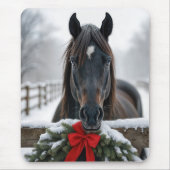 クリスマスリース付き馬 マウスパッド (正面)