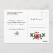 クリスマスリース企業のホリデーサンキューカード ポストカード (裏面)