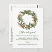 クリスマスリース企業のホリデーサンキュー ポストカード (正面/裏面)