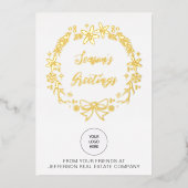 クリスマスリース会社ロゴビジネス 箔シーズンカード (正面)