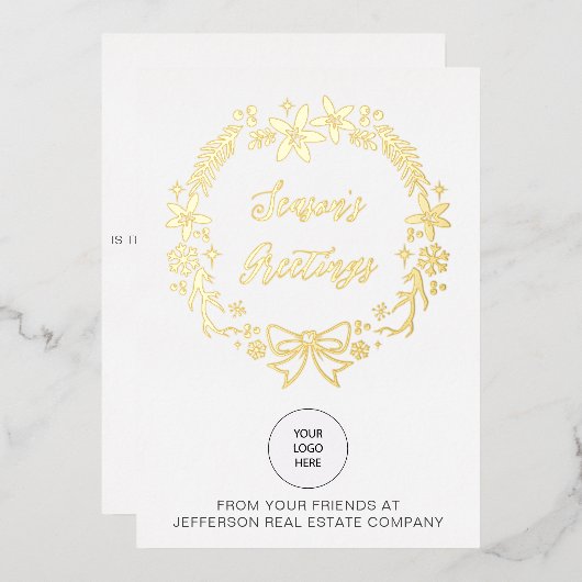 クリスマスリース会社ロゴビジネス 箔シーズンカード (正面/裏面)