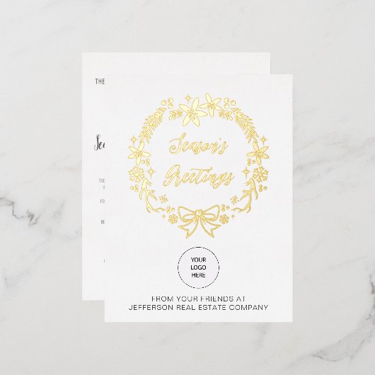 クリスマスリース会社ロゴビジネス 箔シーズンポストカード (正面/裏面)