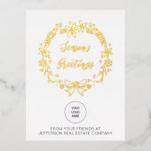 クリスマスリース会社ロゴビジネス 箔シーズンポストカード (正面)