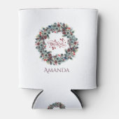 クリスマスリース信じタイポグラフィモノグラム 缶クーラー (正面)