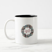 クリスマスリース信じタイポグラフィ ツートーンマグカップ (左)