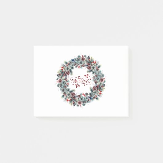 クリスマスリース信じタイポグラフィ ポストイット (正面)