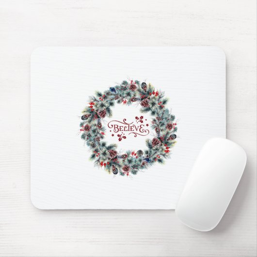 クリスマスリース信じタイポグラフィ マウスパッド (マウス)