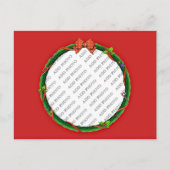 クリスマスリース写真と赤の背景を追加 シーズンポストカード (正面)