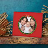 クリスマスリース写真と赤の背景を追加 フォトプラーク (側面)