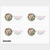 クリスマスリース写真の特大差出人住所 楕円形シール (シート)