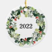 クリスマスリース写真クリスマスオーナメント年 セラミックオーナメント (裏面)