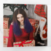 クリスマスリース写真パーソナライズされたクリスマス 三つ折りクリスマスカード (内部最初)