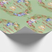 クリスマスリース冬のグリーン コーン ファミリーギフト ラッピングペーパー (角)