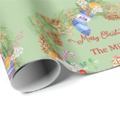 クリスマスリース冬のグリーン コーン ファミリーギフト ラッピングペーパー (ロールコーナー)