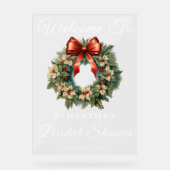 クリスマスリース冬ブライダルシャワーへようこそ アクリルサイン (正面)